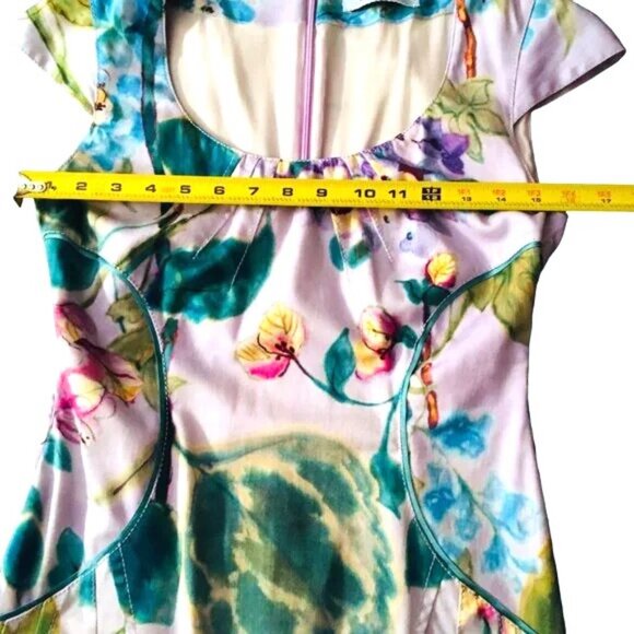 BluMarine Dress Italian Designer Floral Pleats Cotton Lined Women’s Size 42 US 6 - Picture 7 of 16